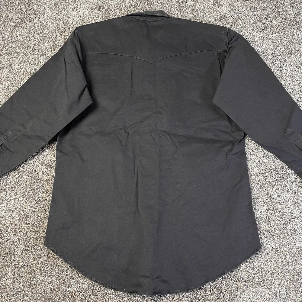 Wrangler Shirt Mens Size M Black Western Snap Front Long Sleeve Cowboy Workwear - Picture 11 of 13